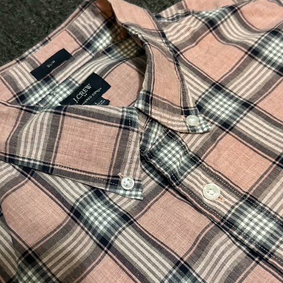 J. Crew Men’s Slim Fit Heathered Cotton Plaid Long Sleeve Shirt Size Large - Picture 2 of 4